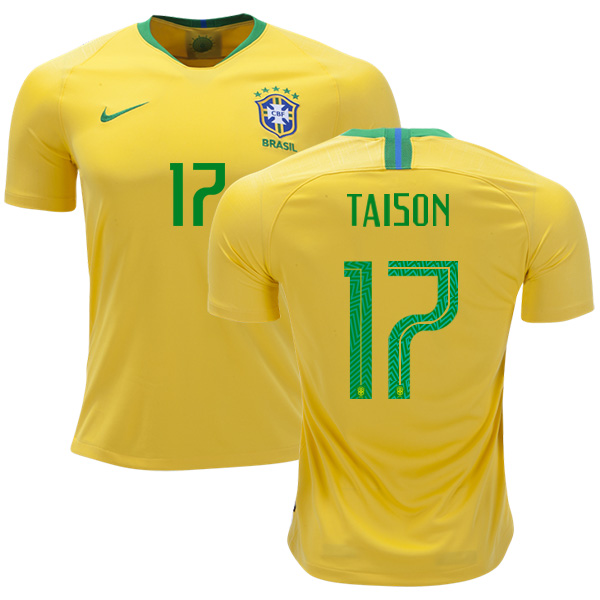 Brazil #17 Taison Home Soccer Country Jersey - Click Image to Close
